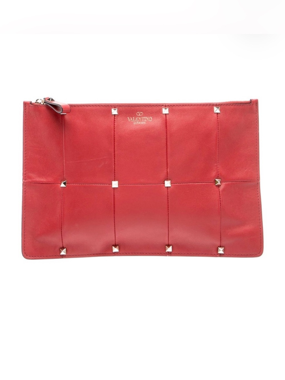 Valentino Garavani Rockstud Red Quilted Clutch